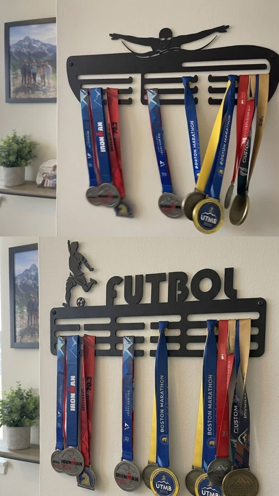 Soportes medallas pared